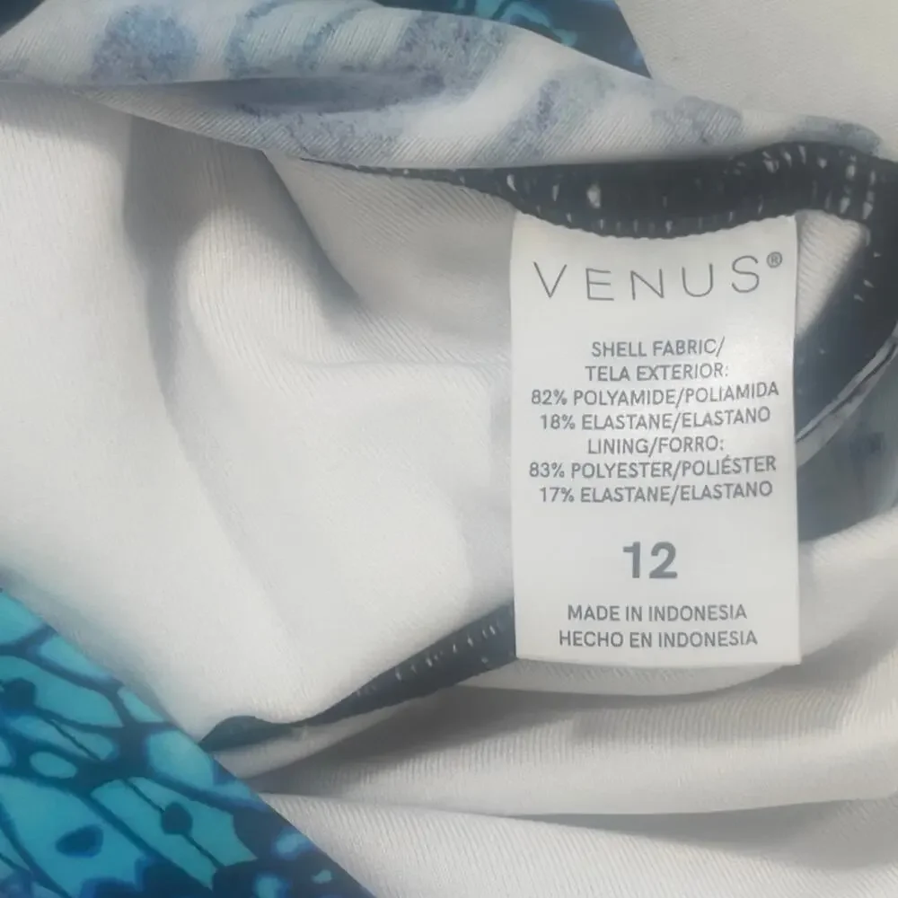 Venus Jungle Party One-Piece Swimsuit V-Neck Gold Ring Animal Print Womens 12